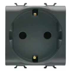   Gewiss Chorus GW12241F földelt csatlakozóaljzat (dugalj), 2P+F, fekete burkolattal, 2 modul, rugós bekötés, keret nélkül, süllyesztett, 16A 250V (Gewiss GW12241F)