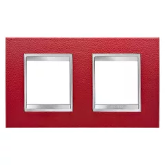   Gewiss Chorus Lux International GW16223PR Kettes keret (4 modul) vízszintes elhelyzéssel rubinvörös - Bőrhatású Technopolimer (Gewiss GW16223PR)