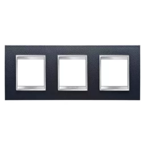 Gewiss Chorus Lux International GW16226PN Hármas keret (6 modul) vízszintes elhelyzéssel fekete - Bőrhatású Technopolimer (Gewiss GW16226PN)