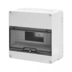   Gewiss GW40005 műanyag kiselosztó 12 modul, 1 sor, átlátszó ajtóval, IP55, 1000V DC, UV álló, falon kívüli - 250x250x135,5 mm (Gewiss GW40005)