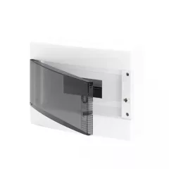   Gewiss GW40043BS műanyag kiselosztó 8 modul, 1 sor, átlátszó ajtóval, IP40, falon kívüli - PE és N sínnel - 180x210x100 mm (Gewiss GW40043BS)