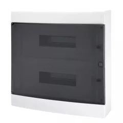   Gewiss GW40049BS műanyag kiselosztó 36 modul, 2 sor, átlátszó ajtóval, IP40, falon kívüli - PE és N sínnel - 400x400x130 mm (Gewiss GW40049BS)