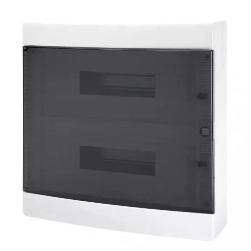 Gewiss GW40049BS műanyag kiselosztó 36 modul, 2 sor, átlátszó ajtóval, IP40, falon kívüli - PE és N sínnel - 400x400x130 mm (Gewiss GW40049BS)