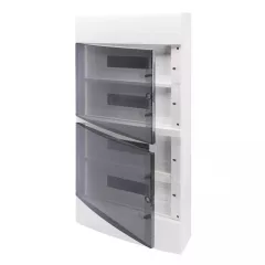   Gewiss GW40053BD műanyag kiselosztó 72 modul, 4 sor, átlátszó ajtóval, IP40, falon kívüli - PE és N sínnel - 850x400x150 mm (Gewiss GW40053BD)