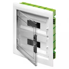   Gewiss GW40606PM műanyag kiselosztó 24 modul, 2 sor, átlátszó ajtóval, IP40, gipszkarton falba süllyesztett - 420x330x101 mm (fal kivágás 380x290x85mm) (Gewiss GW40606PM)