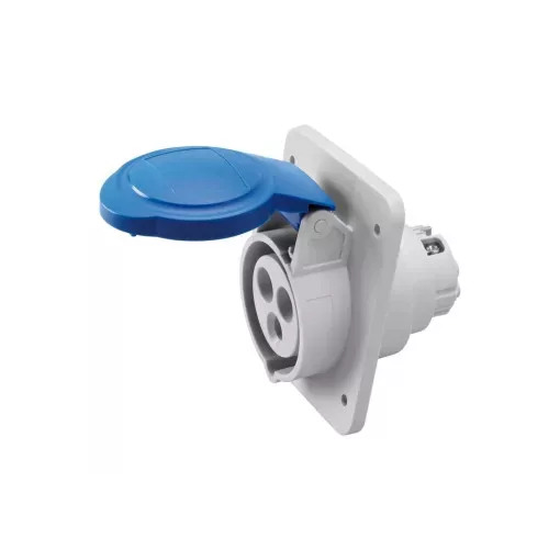 Gewiss GW62205H ipari csatlakozó beépíthető dugalj 10º ferde 3P (2P+F) 16A IP44, 200-250V 50/60 Hz, csavaros csatlakozás