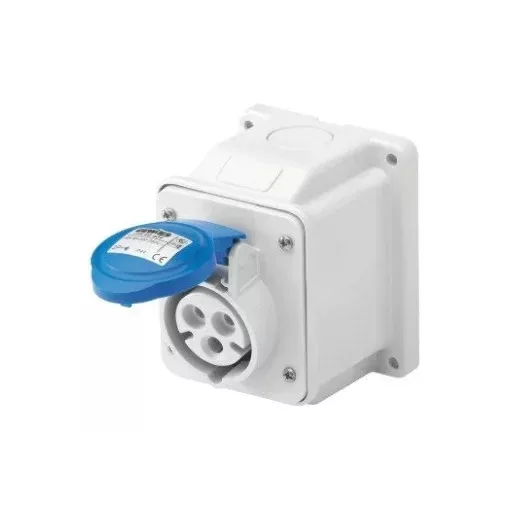 Gewiss GW62404 ipari csatlakozó rögzíthető dugalj 10º ferde 3P (2P+F) 16A IP44, 200-250V 50/60 Hz, csavaros csatlakozás
