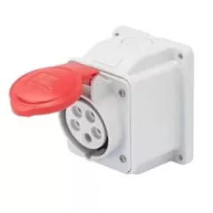   Gewiss GW62408 ipari csatlakozó rögzíthető dugalj 10º ferde 4P (3P+F) 16A IP44, 380-415V 50/60 Hz, csavaros csatlakozás
