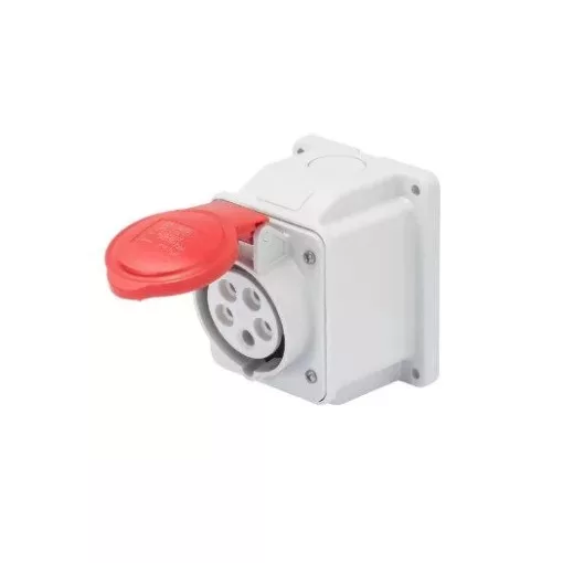 Gewiss GW62408 ipari csatlakozó rögzíthető dugalj 10º ferde 4P (3P+F) 16A IP44, 380-415V 50/60 Hz, csavaros csatlakozás