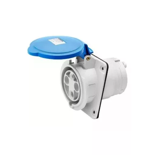 Gewiss GW63216H ipari csatlakozó beépíthető dugalj 10º ferde 3P (2P+F) 63A IP44, 200-250V 50/60 Hz, csavaros csatlakozás