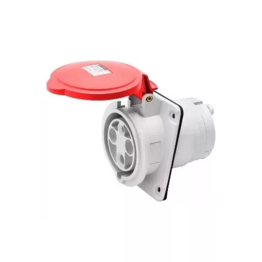 Gewiss GW63220H ipari csatlakozó beépíthető dugalj 10º ferde 4P (3P+F) 63A IP44, 380-415V 50/60 Hz, csavaros csatlakozás
