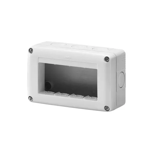Gewiss GW27004 – IP40 Védett Falon Kívüli Szerelvénydoboz – 27 COMBI Sorozat – 4 modulos (vízszintes) – SYSTEM Kompatibilis