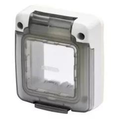   Gewiss GW27403 – COMBI IN Vízálló Burkolat – 2 Modulos – SYSTEM – Füstszínű Átlátszó Ajtóval – IP65 – Szürke RAL 7035