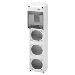   Gewiss GW68001N – Q-DIN 5 Ipari Elosztódoboz – 5 DIN Modul – 3 IEC 309 16A IP44/67 csatlakozóperemekkel – IP65 – Szürke RAL 7035