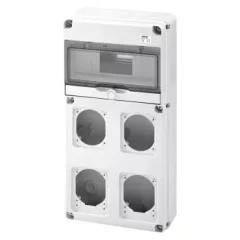   Gewiss GW68003N – Q-DIN 10 Ipari Elosztódoboz – 10 DIN Modul – 2 IEC 16A + 2 IEC 16/32A csatlakozóperemekkel – IP65 – Szürke RAL 7035