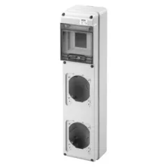   Gewiss GW68020N – Q-DIN 5 Ipari Elosztódoboz – 5 DIN Modul – 2 IEC 309 16/32A IP44/67 csatlakozóperemekkel – IP65 – Szürke RAL 7035