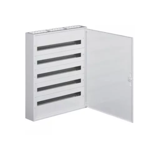 Hager Univers FW524WT Fém mezős elosztó, 120 modul, 5 sor, 941x571x150mm, teli ajtóval, IP30, falon kívüli, Univers (Hager FW524WT)