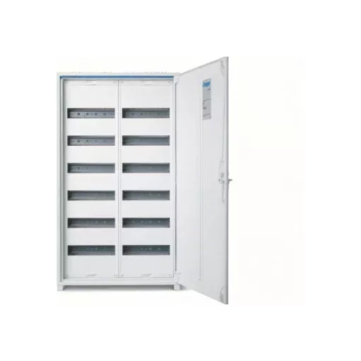 Hager Univers FWB62 Fém mezős elosztó, 144 modul, 6 sor, 950x550x161mm, teli ajtóval, IP44, falon kívüli, Univers (Hager FWB62)