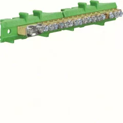   Hager Golf KM17E N/PE sín 1x25mm2+8x16mm2+8x10mm2, L=121,5mm, talpra szerelt, zöld (Hager KM17E)