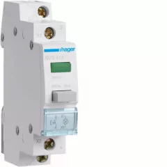   Hager SVN413 Nyomókapcsoló, 1Z, 16A, 230V AC, zöld jelzőlámpával, moduláris, 1M