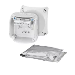   Hensel WP 0202 G kábelösszekötő doboz kiöntőmasszával és záródugóval, földfelszín alatti telepítésre 19 db WK 4/U sorkapocsblokkal, 1,5-4 mm² AL és Cu vezetékekhez, RAL 7035 szürke
