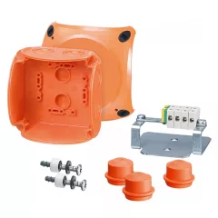   Hensel FK 0402 funkciómegtartó doboz ( DIN 4102) összekötő kapocs nagy hőállóságú kerámiából, kapocstartomány 1,5-6 mm2, Cu, védett szereléshez, narancs, RAL 2003