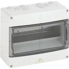   J.Pröpster 206011 KV 9109 12 TE vízálló kiselosztó 12 modul, 1 sor, szürke színű átlátszó ajtóval, IP65, falon kívüli ( J.Pröpster 206011 )