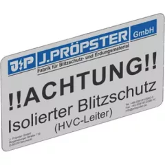   J.Pröpster 640002 HVC Figyelmeztető tábla címke, németül ( J.Pröpster 640002 )