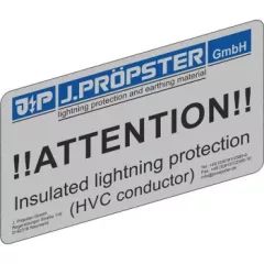   J.Pröpster 640003 HVC Figyelmeztető tábla címke, angolul ( J.Pröpster 640003 )