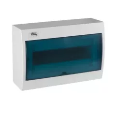   Kanlux 23612 KDB-S12T KDB műanyag kiselosztó, 12 modul, 1 sor, IP30, kék színű átlátszó ajtóval, falon kívüli (Kanlux 23612)