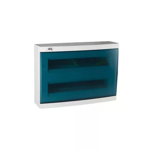 Kanlux 23615 KDB-S36T KDB műanyag kiselosztó, 36 modul, 2 sor, IP30, kék színű átlátszó ajtóval, falon kívüli (Kanlux 23615)
