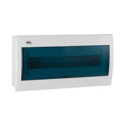   Kanlux 23619 KDB-F18T KDB műanyag kiselosztó, 18 modul, 1 sor, IP30, kék színű átlátszó ajtóval, süllyesztett (Kanlux 23619)
