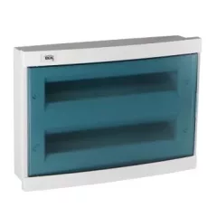   Kanlux 23621 KDB-F36T KDB műanyag kiselosztó, 36 modul, 2 sor, IP30, kék színű átlátszó ajtóval, süllyesztett (Kanlux 23621)