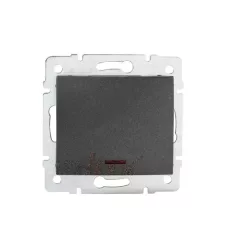   Kanlux MOWION LOGI 25256 egypólusú kapcsoló (101), grafit burkolattal, keret nélkül, süllyesztett, jelzőfénnyel, csavaros bekötés, 10A 250V IP20 (Kanlux 25256)