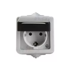   Kanlux 27130 TEKNO 05-1240-143 földelt csatlakozóaljzat (dugalj), 2P+F, gyermekvédelemmel, fekete, csavaros bekötés, 16A - 250V~ (Kanlux 27130)
