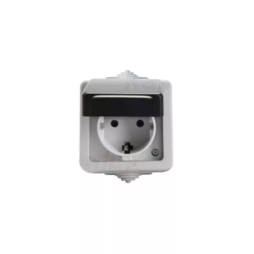 Kanlux 27130 TEKNO 05-1240-143 földelt csatlakozóaljzat (dugalj), 2P+F, gyermekvédelemmel, fekete, csavaros bekötés, 16A - 250V~ (Kanlux 27130)