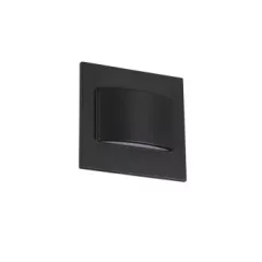   Kanlux 33336 ERINUS LED LL B-WW szögletes beltéri lépcsővilágító lámpa fekete színben, 30 lm, 1,5W teljesítmény, 30000 h élettartammal, IP20 védettséggel, 12V DC, 3000 K (Kanlux 33336)