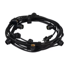   Kanlux 35754 GRL 11M10E27-B kültéri fényfüzér girland fekete színben, 11000mm hosszúság, 10db E27 foglalat, 10x max 10W teljesítmény, IP44 védettséggel, 220-240V ( Kanlux 35754 )