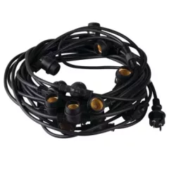   Kanlux 35758 GRL 15M15E27-B kültéri fényfüzér girland fekete színben, 15000mm hosszúság, 15db E27 foglalat, 15x max 10W teljesítmény, IP44 védettséggel, 220-240V ( Kanlux 35758 )