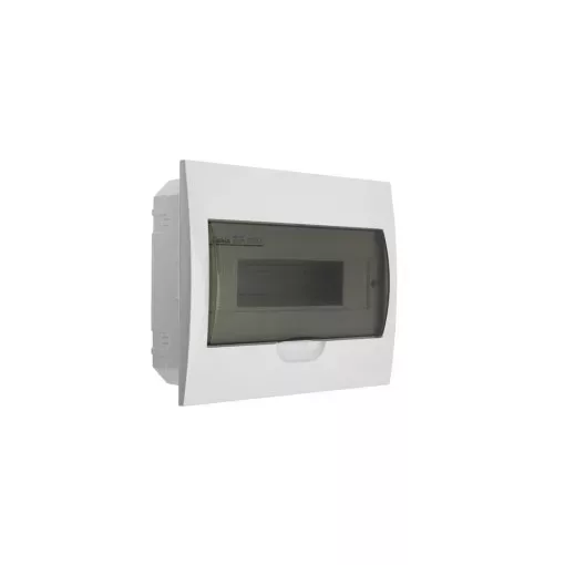 Kanlux 3843 DB112F 1X12P/FMD DB1 műanyag kiselosztó, 12 modul, 1 sor, IP40, szürke színű ajtóval, süllyesztett (Kanlux 3843)