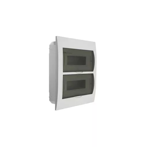 Kanlux 3845 DB212F 2X12P/FMD DB műanyag kiselosztó, 24 modul, 2 sor, IP40, szürke színű átlátszó ajtóval, süllyesztett (Kanlux 3845)