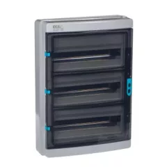   Kanlux 38456 KDB-IP65-S04T műanyag kiselosztó, 54 modul, 3 sor, PE+N sínnel, IP65, IK10, szürke színű ajtóval, falon kívüli, UV álló, 1500V AC/DC (Kanlux 38456)