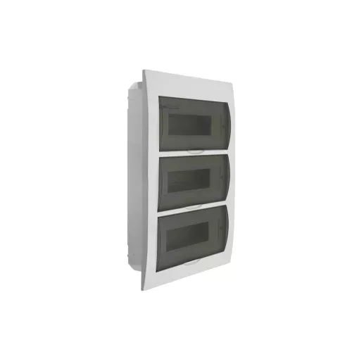 Kanlux 3846 DB312F 3x12P/FMD DB műanyag kiselosztó, 36 modul, 3 sor, IP40, szürke színű átlátszó ajtóval, süllyesztett (Kanlux 3846)