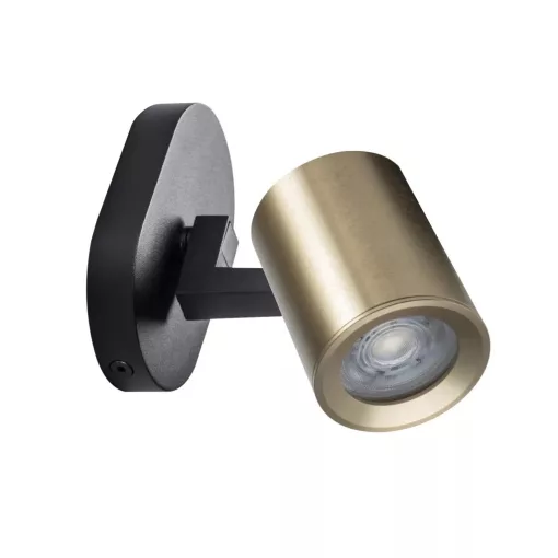 Kanlux 38960 LAURIN EL-1O B-G kerek beltéri oldalfali állítható lámpatest fekete / arany színben, GU10 foglalattal, max 10W teljesítmény, IP20 védettséggel, 220-240V AC (Kanlux 38960)