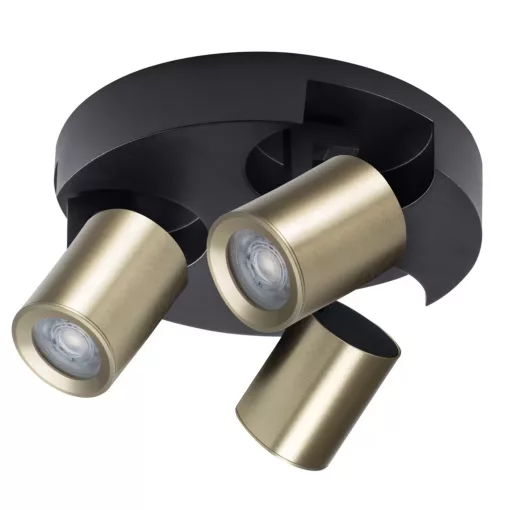 Kanlux 38963 LAURIN EL-3O B-G kerek beltéri oldalfali állítható lámpatest fekete / arany színben, 3db GU10 foglalattal, 3 x max 10W teljesítmény, IP20 védettséggel, 220-240V AC (Kanlux 38963)