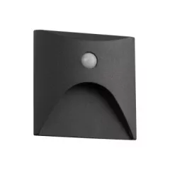   Kanlux 39131 EXIN LED PIR L GR-WW szögletes kültéri oldalfali süllyesztett lépcsővilágító szürke színben, 50lm, 2,5W teljesítmény, 30000h élettartammal, IP65 védettséggel, 3000K, 220-240V AC (Kanlux 39131)