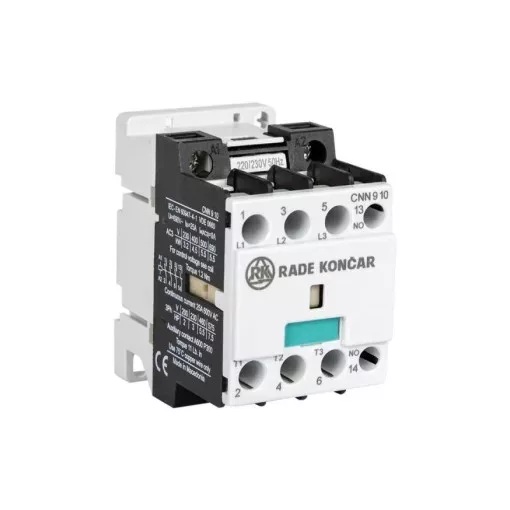 Rade Koncar 603143 CNN09 10 24V 50Hz - Mágneskapcsoló 4,5kW/9A (400V AC3), 24V AC 50 Hz vezérles, 1 Záró segédérintkezővel