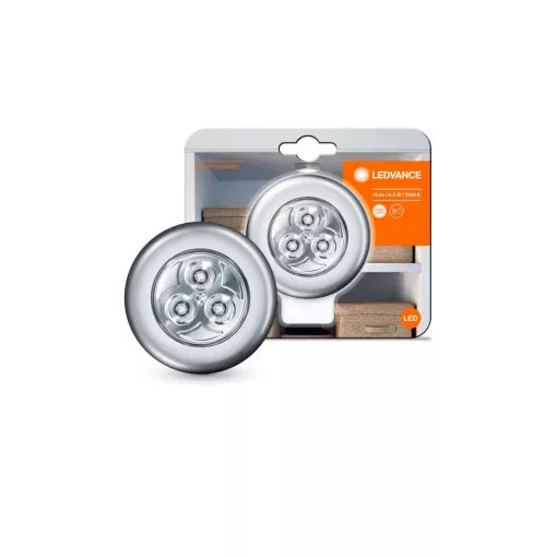 LEDVANCE DOT-it CLASSIC Silver, beltéri, ezüst átmérő: 68mmjű ezüst LED lámpa, 3xAAA elemmel, 0.23W, 7000K, 10lm, IP20 ( 4058075227804 )