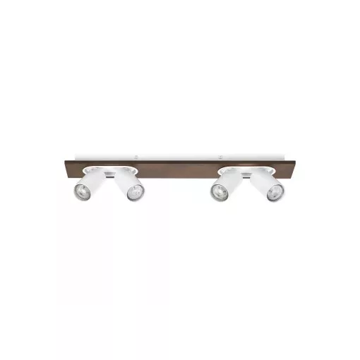 LEDVANCE LED DECOR SPOT MERCURY WHITE mennyezetre szerelhető állítható SPOT lámpa fehér/fadekor színben, 920lm, 13,6W, IP20, 2700K, méret: 100 × 600 × 142 mm (szél. × hossz × mag.), GU10, fényforrással szállítva ( 4058075833616 )