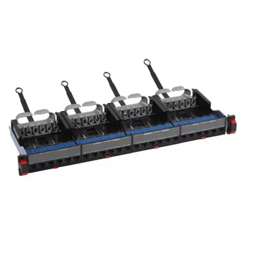 Legrand 033760 patch panel 19''-1U 24xRJ45 Cat6 árnyékolatlan (UTP) 6xRJ45 kazettás/LCS3 gyorscsatlakozós portok egyenes 250MHz 1Gigabit ( Legrand 033760 )
